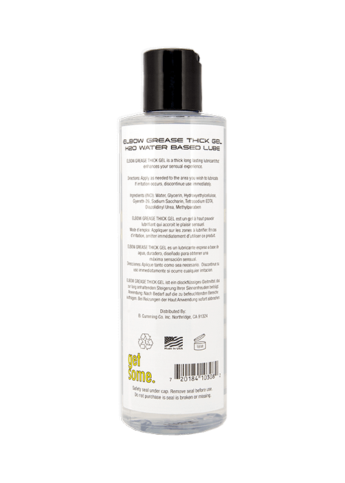Elbow Grease H2O Thick Gel Regular 8.5 oz water-based lubricant with a thick, viscous texture perfect for intimate use.