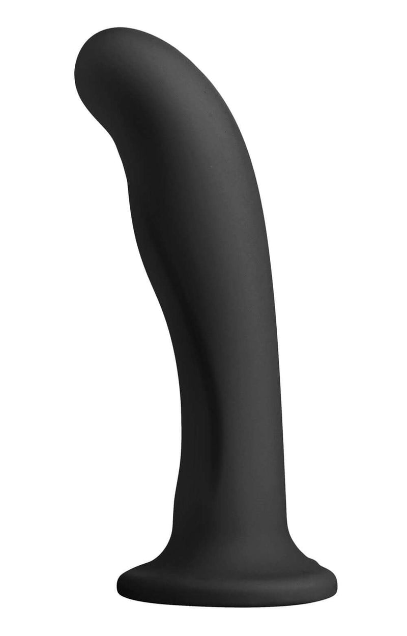 Black Strap U Heart-On Silicone Harness Dildo with Curved Tip for Intense G-spot Stimulation, Phthalate-Free and Body Safe.