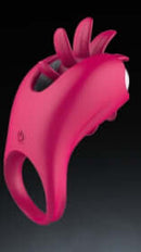 Red Sweet Dreams Flicker Clitty Cock Ring with ergonomic design for enhanced couples' pleasure, featuring multiple vibrations.