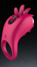 Red Sweet Dreams Flicker Clitty Cock Ring with ergonomic design for enhanced couples' pleasure, featuring multiple vibrations.