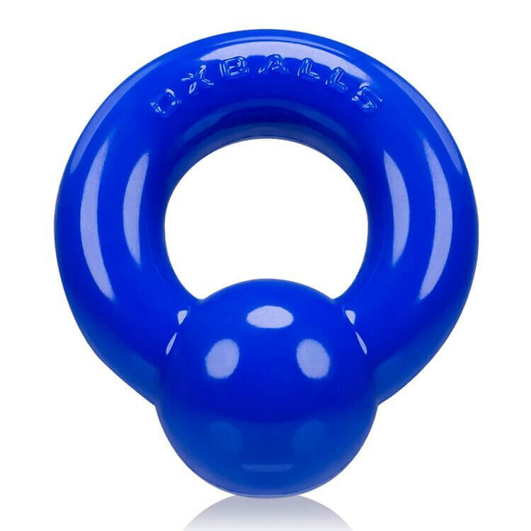 Oxballs Gauge Cock Ring in blue made from Super Flex TPR material, featuring a squishy and blubbery texture for intimate experiences
