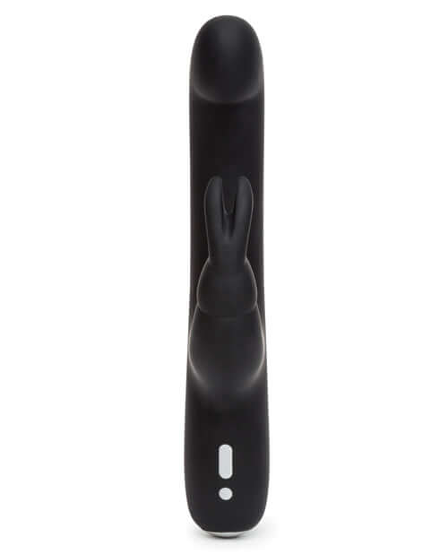 Black Happy Rabbit Slimline G-Spot Rechargeable Vibrator by Lovehoney with slimline design and 15 vibration settings.