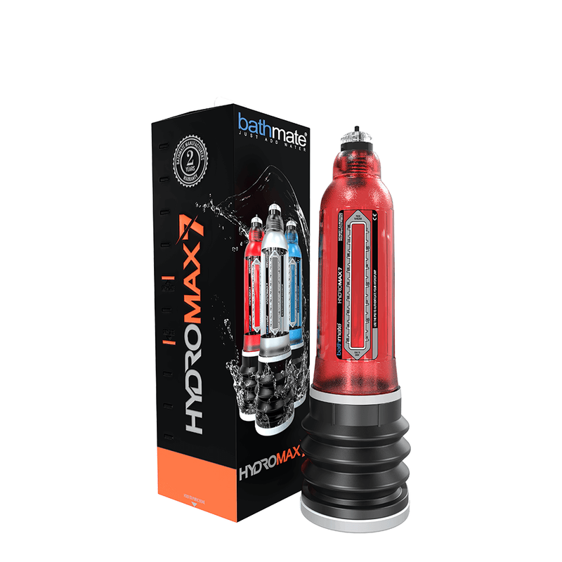 Bathmate Hydroxtreme 7 Brilliant Red Penis Pump with packaging
