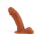 Vixen Creations Johnny Vixskin Caramel Dildo with realistic texture and testicles, harness-compatible silicone design for versatile pleasure