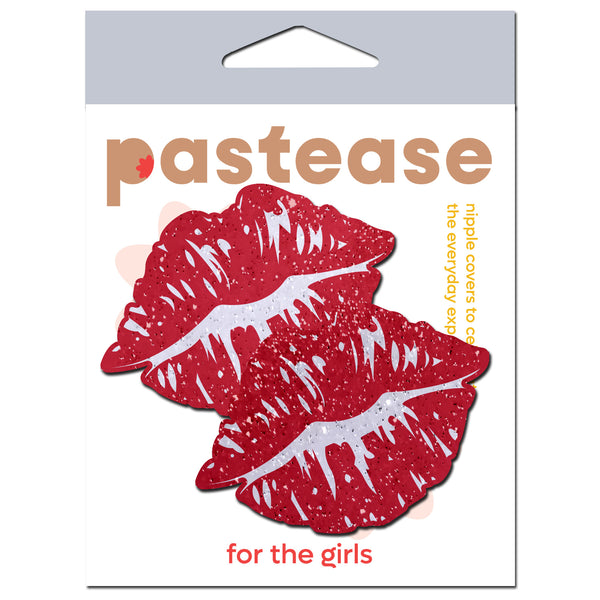 PASTEASE SPARKLY RED KISSING LIPS PASTIES-0
