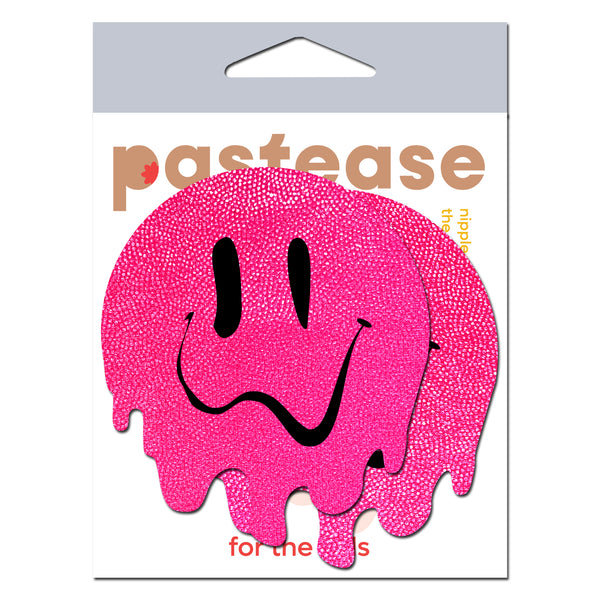 PASTEASE MELTY SMILEY FACE NEON PINK PASTIES-0