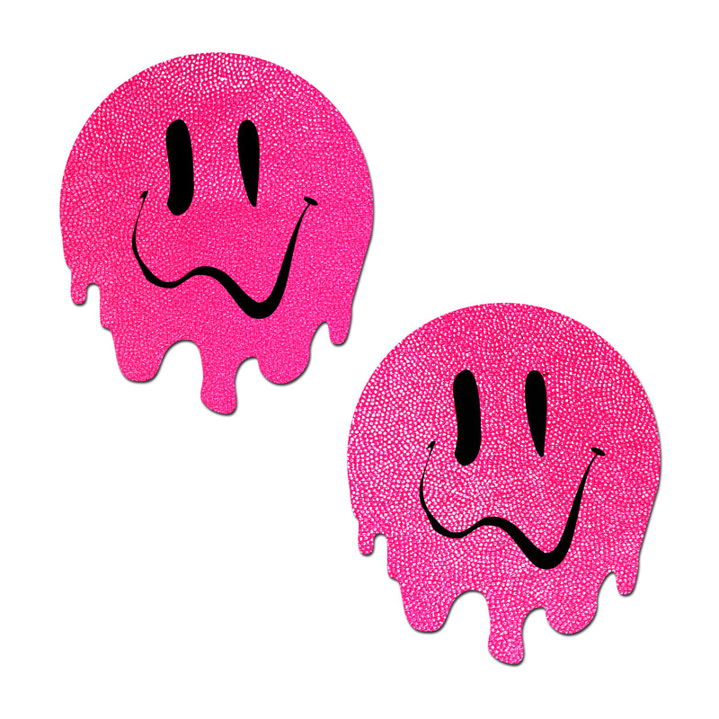 PASTEASE MELTY SMILEY FACE NEON PINK PASTIES-1