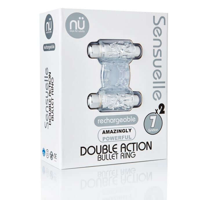 Sensuelle Double Action Clear 7 Function Vibrating Couples Ring Box