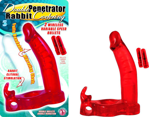 Nasstoys Double Penetrator Rabbit Cock Ring Red at $32.99