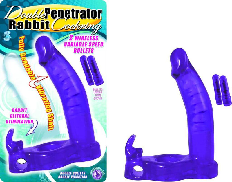 Nasstoys Double Penetrator Rabbit Cock Ring Purple at $31.99