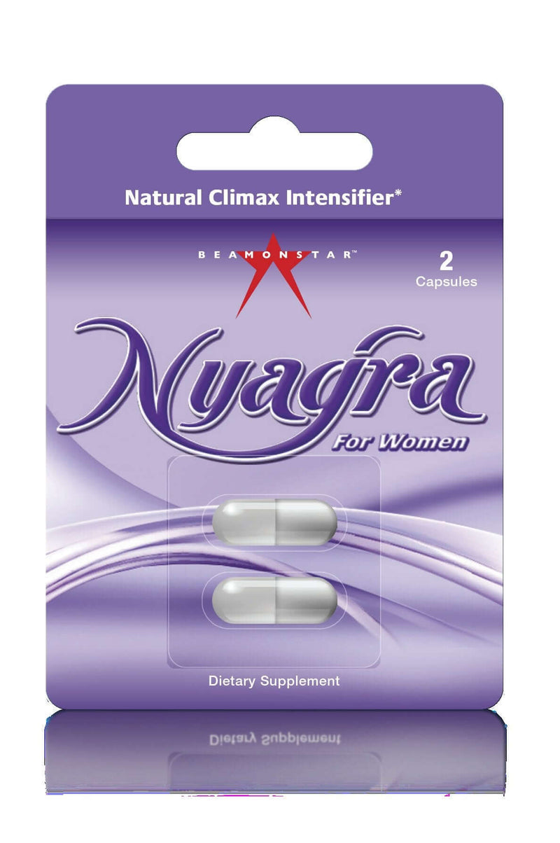 Nyagra for Women natural climax intensifier dietary supplement packaging with two capsules.