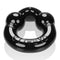 Ultra Balls Cock Ring in black Flex-TPR material showcasing dual nodules for added pleasure.