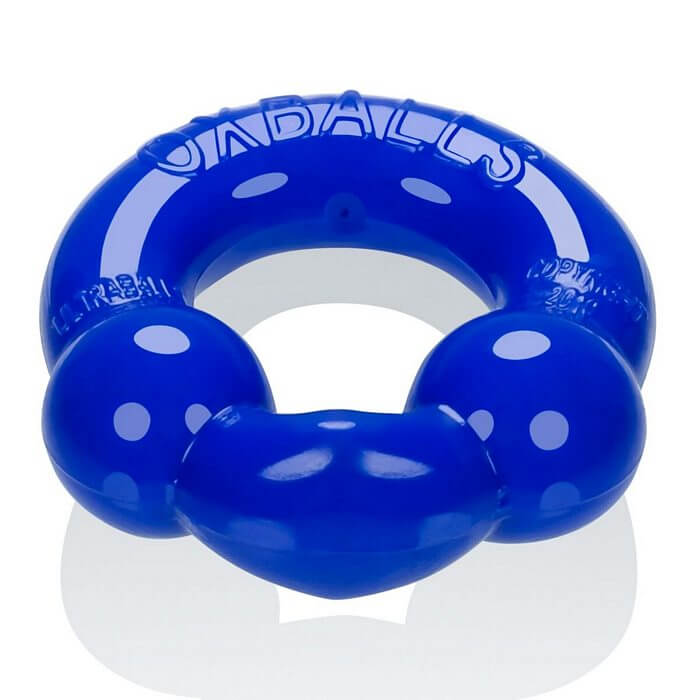Ultra Balls Cock Ring Duo-Pack in blue Flex-TPR with dual nodules for enhanced pleasure and perfect grip.