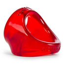 Red Unit-X cock sling by Oxballs, showcasing sleek and powerful design for enhanced pleasure.