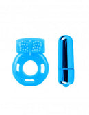 Neon Vibrating Couples Kit Blue with silicone mini rabbit vibe and vibrating cock ring from Pipedreams.
