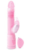 Remote Control Thrusting Rabbit Pearl Vibrator with clitoral stimulator and spinning pleasure pearls in pink.