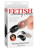Fetish Fantasy Vibrating Head Teazer packaging featuring lifelike TPR sleeve and remote control for enhanced sensations and 7 powerful functions