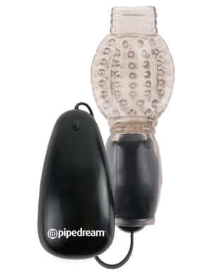 Fetish Fantasy Vibrating Head Teaser with remote control and lifelike TPR sleeve for intense sensations and 7 powerful functions