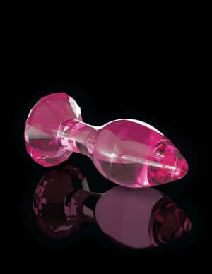 Pink hand blown glass plug Icicles No. 79, sleek and unique design, hypoallergenic and body safe.