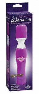 Maxi Wanachi Waterproof Massager in packaging showing vibrant purple color, cordless design, and multi-speed settings for muscle relief