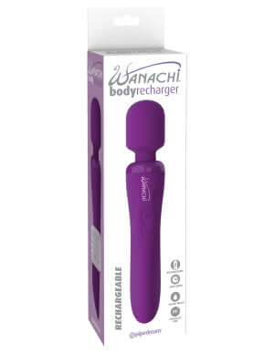 Wanachi Body Wand Recharger Purple with Elite silicone head and neck in original packaging
