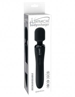 Wanachi Body Recharger in black packaging - cordless, rechargeable silicone massager for ultimate muscle relaxation and pampering.