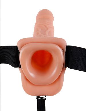 Fetish Fantasy Series 9-Inch Vibrating Hollow Strap-On with Balls - Boost Confidence and Satisfaction