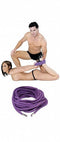 Couple using Fetish Fantasy Series Japanese Silk Rope Purple for bondage play, with a close-up of the super-soft and durable silk rope.