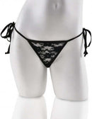 Fetish Fantasy Series Date Night Remote Control Panties Black O/S with lace detailing on a mannequin