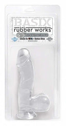 Basix Rubber Works 6.5" Ballsy Dong in packaging with suction cup base, latex-free, and phthalates-free.