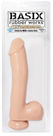 Basix Rubber Works 10” Ballsy Flesh Dong with Suction Cup Base in Packaging