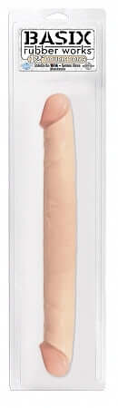 Basix Rubber Works 12" Flesh Double Dong in packaging - realistic, phthalate-free double dildo by Pipedream for enhanced pleasure.