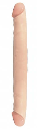 Basix Rubber Works 12" Flesh Double Dong, phthalate-free, realistic, smooth, non-vibrating, for g-spot exploration, by Pipedream.