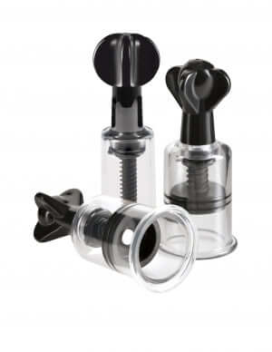 Fetish Fantasy Limited Edition Super Sucker Trio for clitoris and nipple stimulation with black and clear finish.