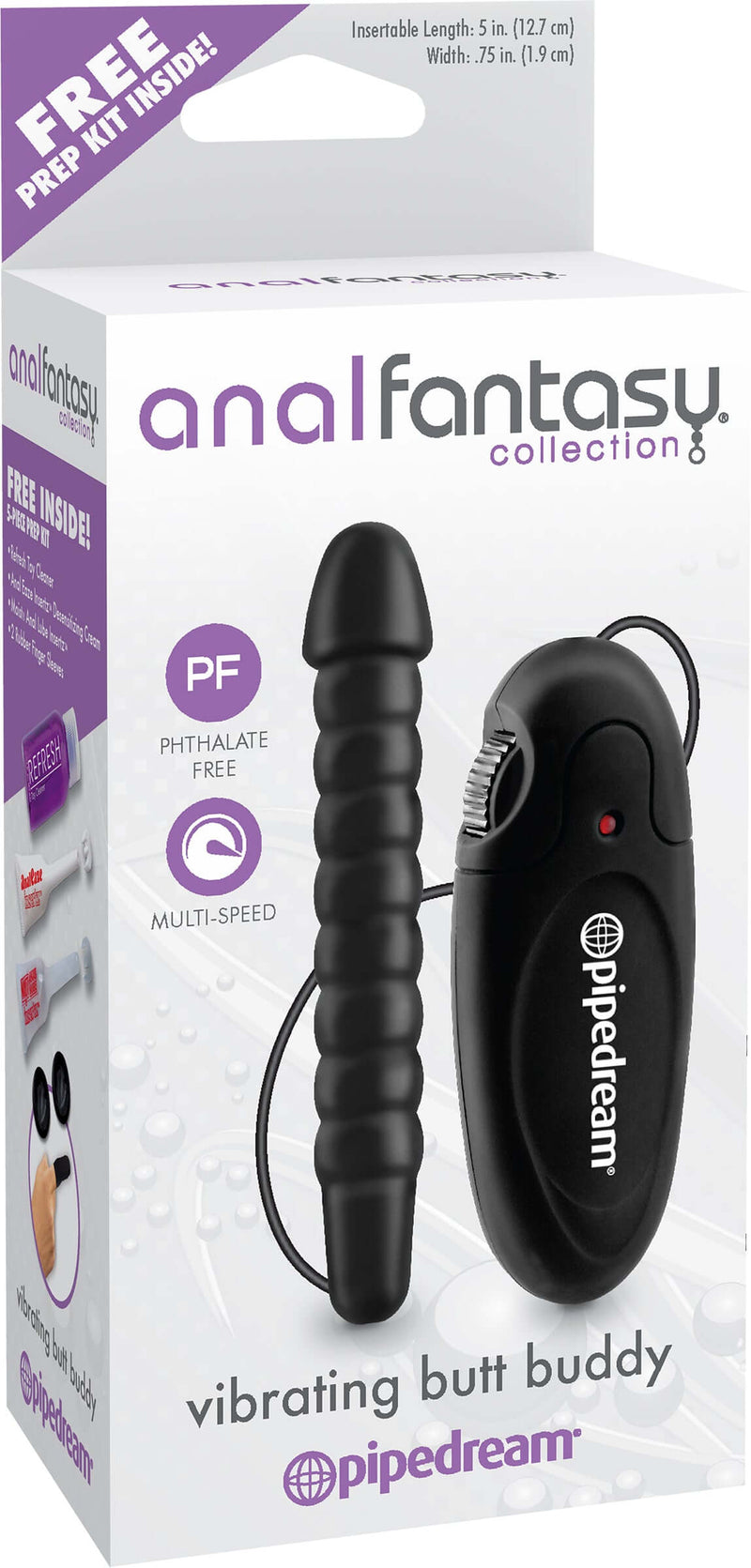 Anal Fantasy Vibrating Butt Buddy with remote control in box packaging