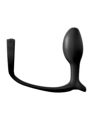 Ass-Gasm Cock Ring Beginners Plug made of black Elite Silicone for prolonged ejaculation and prostate stimulation.