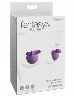 Fantasy For Her Vibrating Breast Suck-Hers Purple in silicone packaging