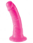 Pink 6-inch slim dildo with suction cup base from Dillio line by Pipedream, designed for versatility and strap-on harness compatibility