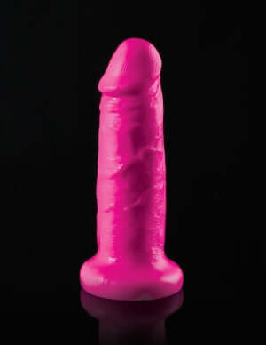 Dillio 6 inches Chub Dildo Pink with suction cup base for versatile use and strap-on harness compatibility.