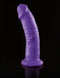 Purple Dillio 9 inch dildo with suction cup base against a black background