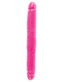 Dillio 12 inches double dong pink dildo made from phthalate and latex-free PVC for versatile pleasure.
