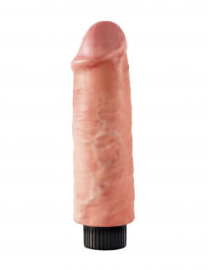 King Cock 6-inch vibrating beige dildo with posable spine and realistic design.