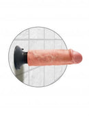King Cock 6-inch beige vibrating posable dildo with suction cup for hands-free use on tiled surface