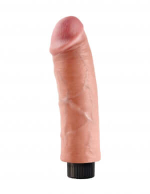 King Cock 8 inch beige vibrating dildo with realistic veins and posable spine for lifelike experience
