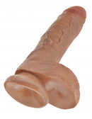 King Cock 8-inch Dildo with Balls Tan Realistic Veins Handcrafted Detail Suction Cup Base