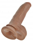 King Cock 9 inch tan dildo with realistic veins and balls, curved shape and hefty girth, made by Real Deal RD, lifelike adult toy.