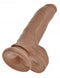 King Cock 9 inch tan dildo with realistic veins and balls, curved shape and hefty girth, made by Real Deal RD, lifelike adult toy.