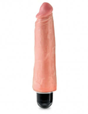 King Cock 8 inches Vibrating Stiffy Beige Realistic Vibrator Sleeve with Multi-Speed Function for Maximum Satisfaction