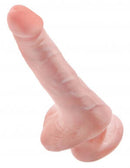 King Cock 6 inch beige dildo with balls showcasing realistic veins, shaft, and head for lifelike sensation. Strong suction cup base.
