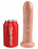 King Cock 7 inches uncut dildo by Pipedream Products beside a soda can for scale